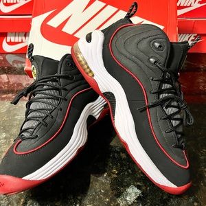 Nike Air Penny 2 Sneakers Basketball Shoes Miami Heat Black Red Men’s Sz 11